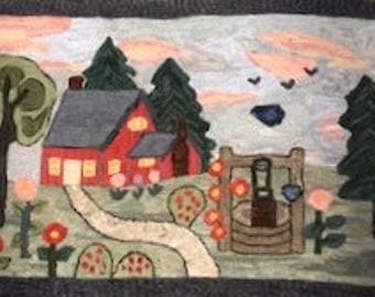 Wishing Well Cabin Hooked Rug