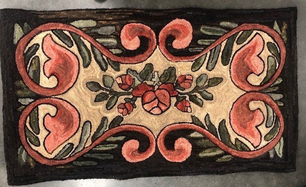 Roses and Scrolls Hooked Rug - Etsy
