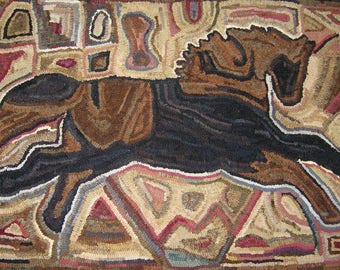 Rug Hooking pattern on linen, Heirloom Horse