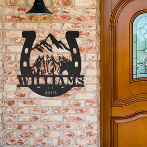 Personalized Western Horseshoe Metal Wall Art Custom Ranch Name or Last Name Sign Rustic Western Decor for Home, Barn, Cabin, or Farm Art