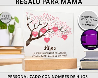 Regalo para Mamá Personalizado con Nombres de Hijos este Día de las Madres Personalized Mother's Day Gift in Spanish for Mom