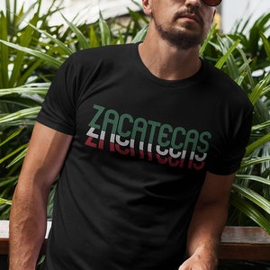 Camiseta de Zacatecas Mexico Mexican Flag Colors Text Based Short-Sleeve Unisex T-Shirt