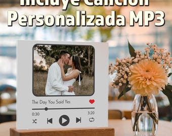 Placa Acrílica y Canción Personalizada för Aniversarios, Cumpleaños Regalo för Mujer eller Regalo Para Hombre Regalo de San Valentin