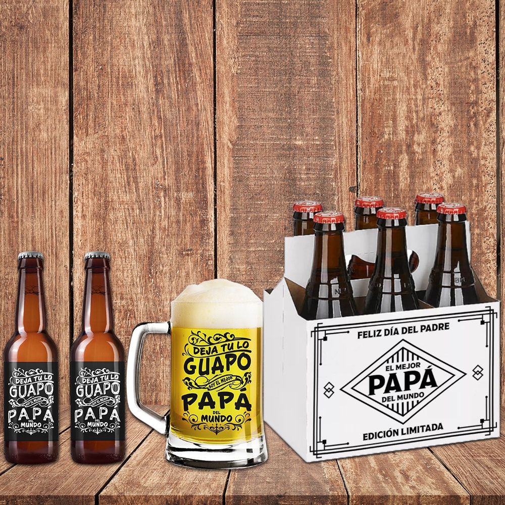Regalo Para Día Del Padre Tarro De Cerveza Etiquetas Y Caja Para ...