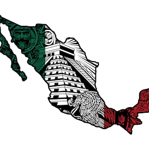 Mexico Map Sticker Mexican Heritage Vinyl Decal Orgullo Mexicano Latino Pride Weatherproof Mexican Sticker for Cars – Calcomanía México