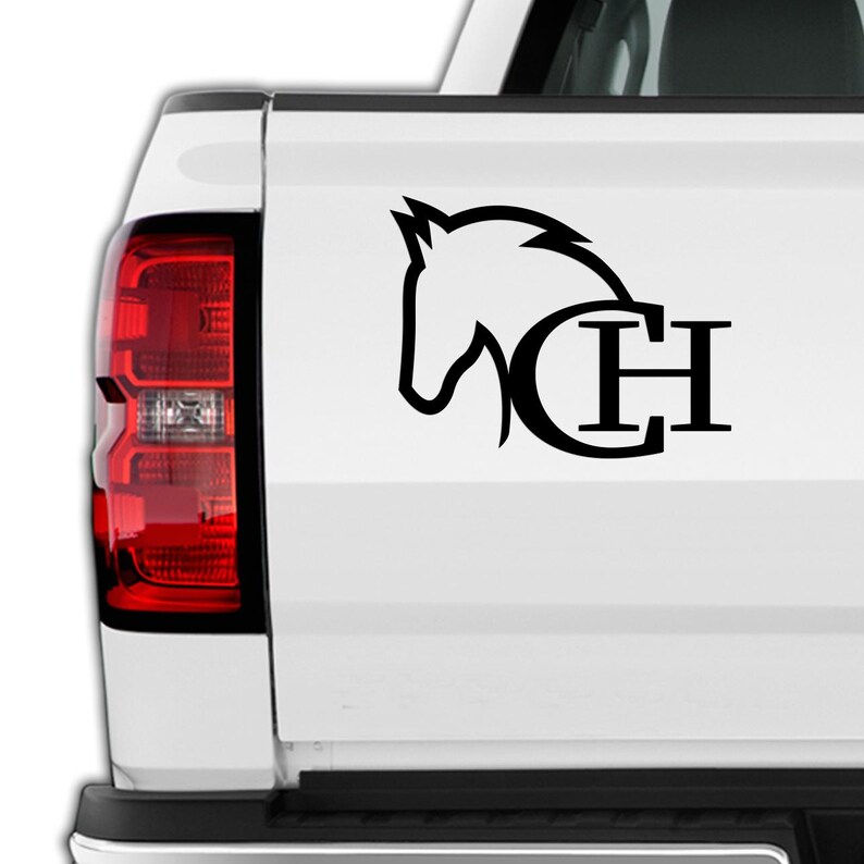 Personalized Decal Sticker Vinyl With Horse & Initials Cattle Brand ...