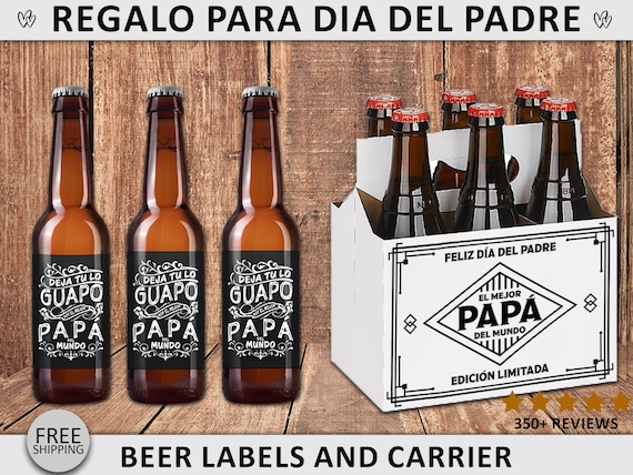 Regalo Para Día Del Padre Etiquetas Para Cervezas Y Caja 6 