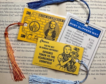 Ruby Slipper Way Dorothy Wizard Of Oz Monopoly Bookmark Set of 3