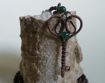 Made to Order Heart Skeleton Key Pendant Amethyst Wire Wrapped Jewelry ...