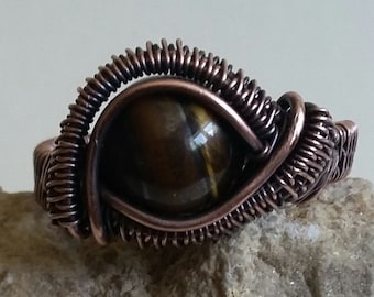 Tiger Eye Wrapped Ring