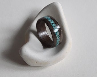 Walnut and Turquoise Bentwood Ring