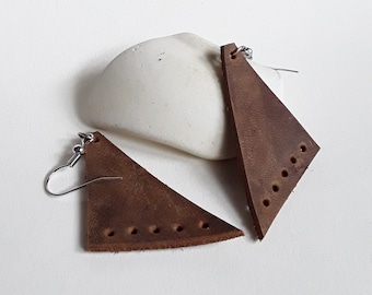 Leather Triangular Earrings
