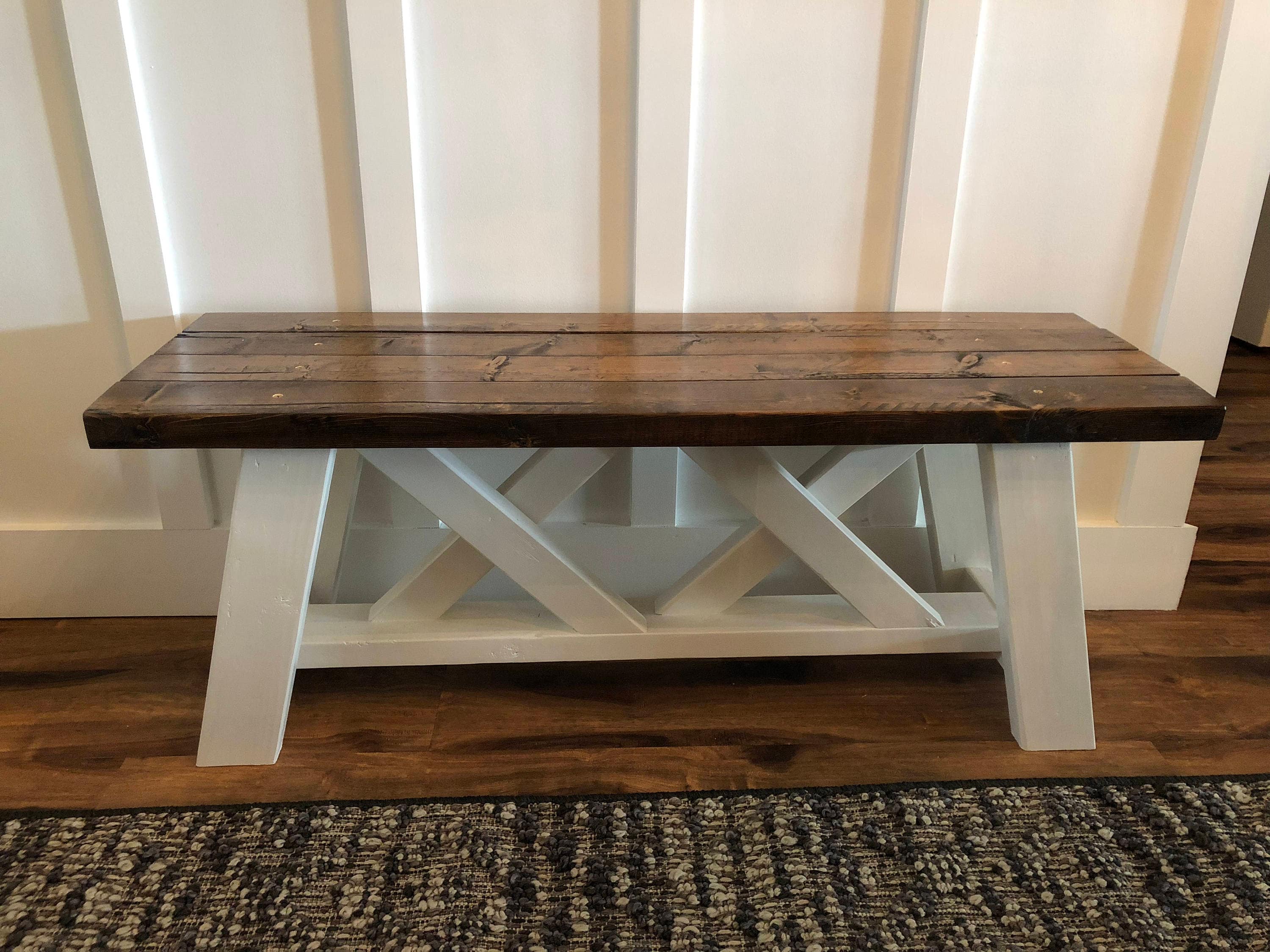 farmhouse bench porch bench home decor furniture wood Etsy