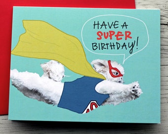 Funny Super Dog Birthday Card - Super Hero Birthday