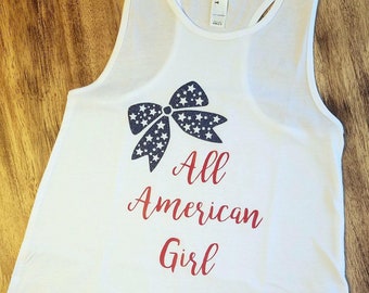 CLEARANCE, SALE, American Girl Tank Top, 4th Of July Tank Top For Girls, 4th Of July Shirts For Girls, American Flag Tank Top, Memorial Day