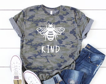 Bee Kind Camo Shirt: Women's Graphic Tee