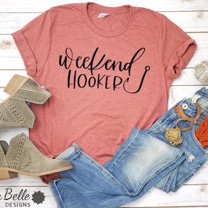 Chemise HOOKER WEEK-END pour femme, Chemise de pêche pour femme, Chemise de pêche drôle, Cadeaux de pêche, T-shirt de pêche, T-shirt de pêche, Grande taille, 2XL Canyon