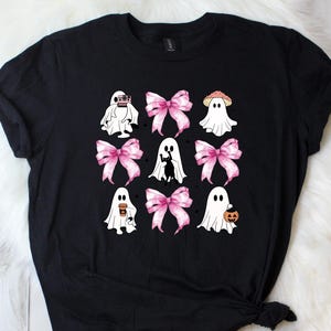 Comfort Colors Retro Halloween Shirt | Bows & Ghosts Spooky Tee for Women