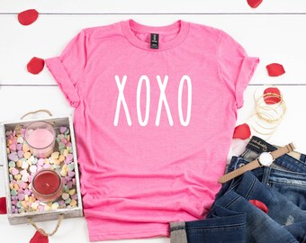 XOXO Valentine's Day Shirt Love T Shirt For Women Rae Dunn Inspired Tee Cute Galentine's Day Squad Plus Size Avail in 2X 2XL 3X 3XL