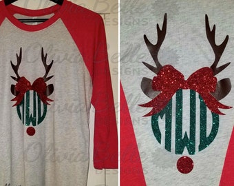 Christmas Shirt, Christmas Shirt For Women, Christmas Monogram Shirt, Monogram, Reindeer Shirt, Reindeer Monogram Shirt, Reindeer Monogram.