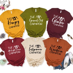 Group Camping Shirts, Personalized Family Camping Crew Tees, Funny Friends Camping T Shirts, Girls Weekend Glamping, Plus Size 2X 3X 4X