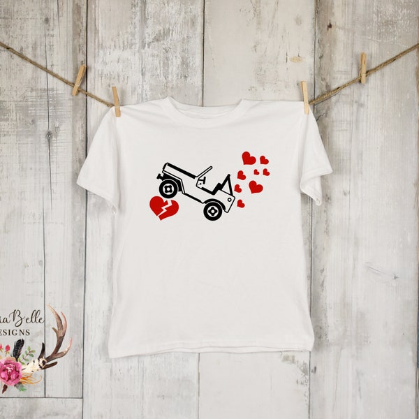 Jeep Heartbreaker Shirt, Valentine's Day Shirt For Boys, Funny Boys Valentine's Day Shirt, Boys Jeep With Hearts, Jeep Shirt For Boys