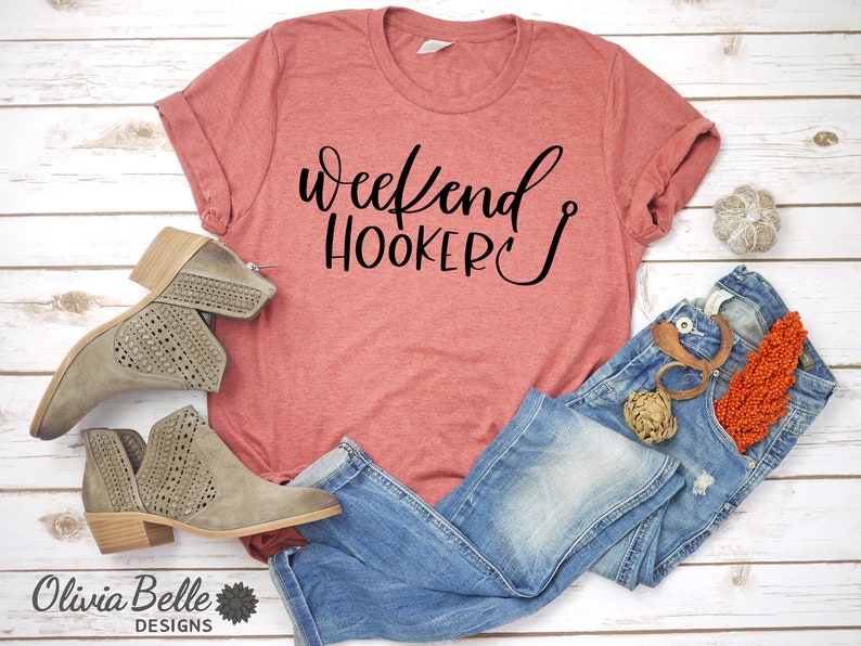 Chemise HOOKER WEEK-END pour femme, Chemise de pêche pour femme, Chemise de pêche drôle, Cadeaux de pêche, T-shirt de pêche, T-shirt de pêche, Grande taille, 2XL Canyon