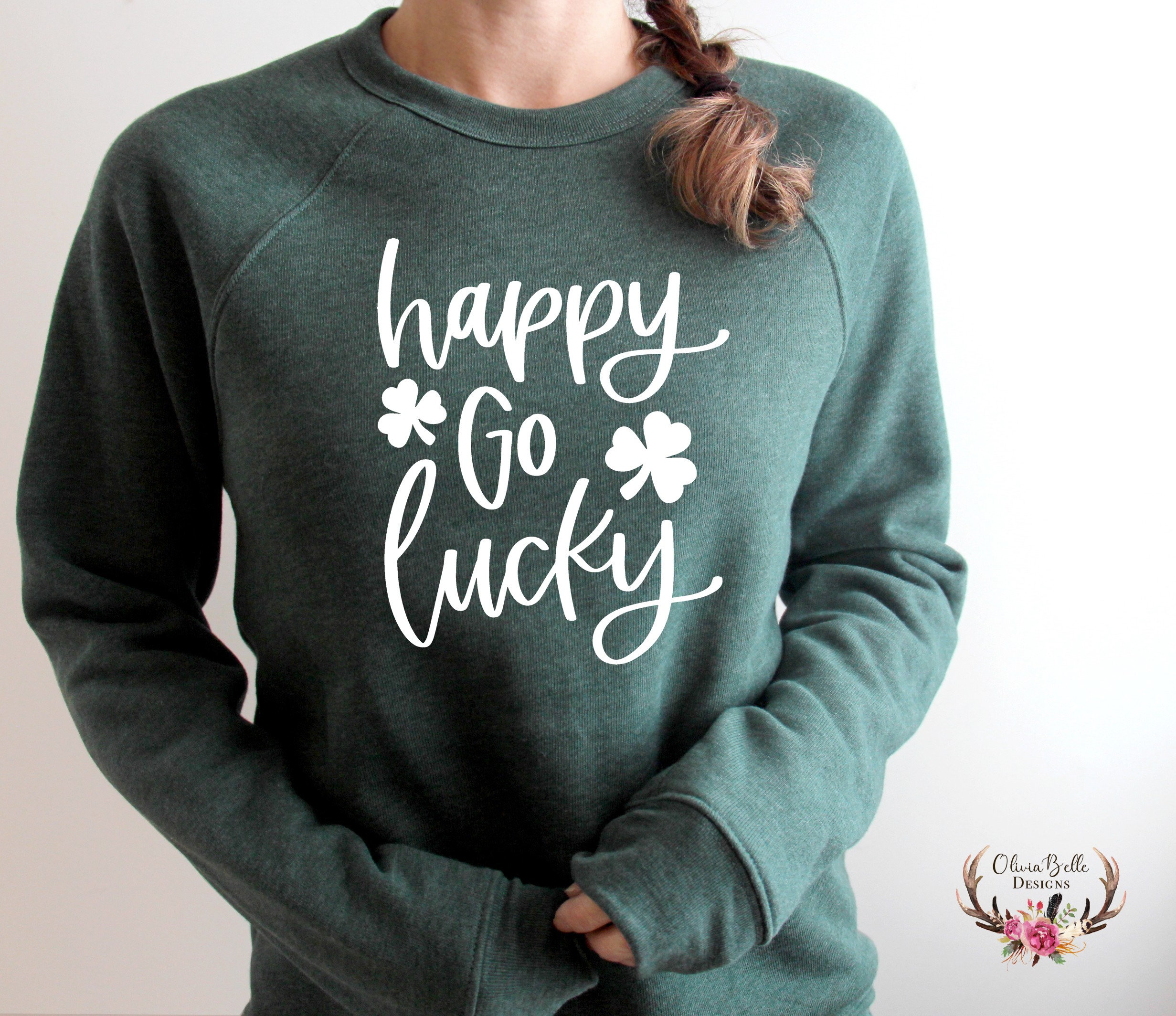 Happy Go Lucky St Patrick's Day Sweatshirt - Bella Canvas Crewneck