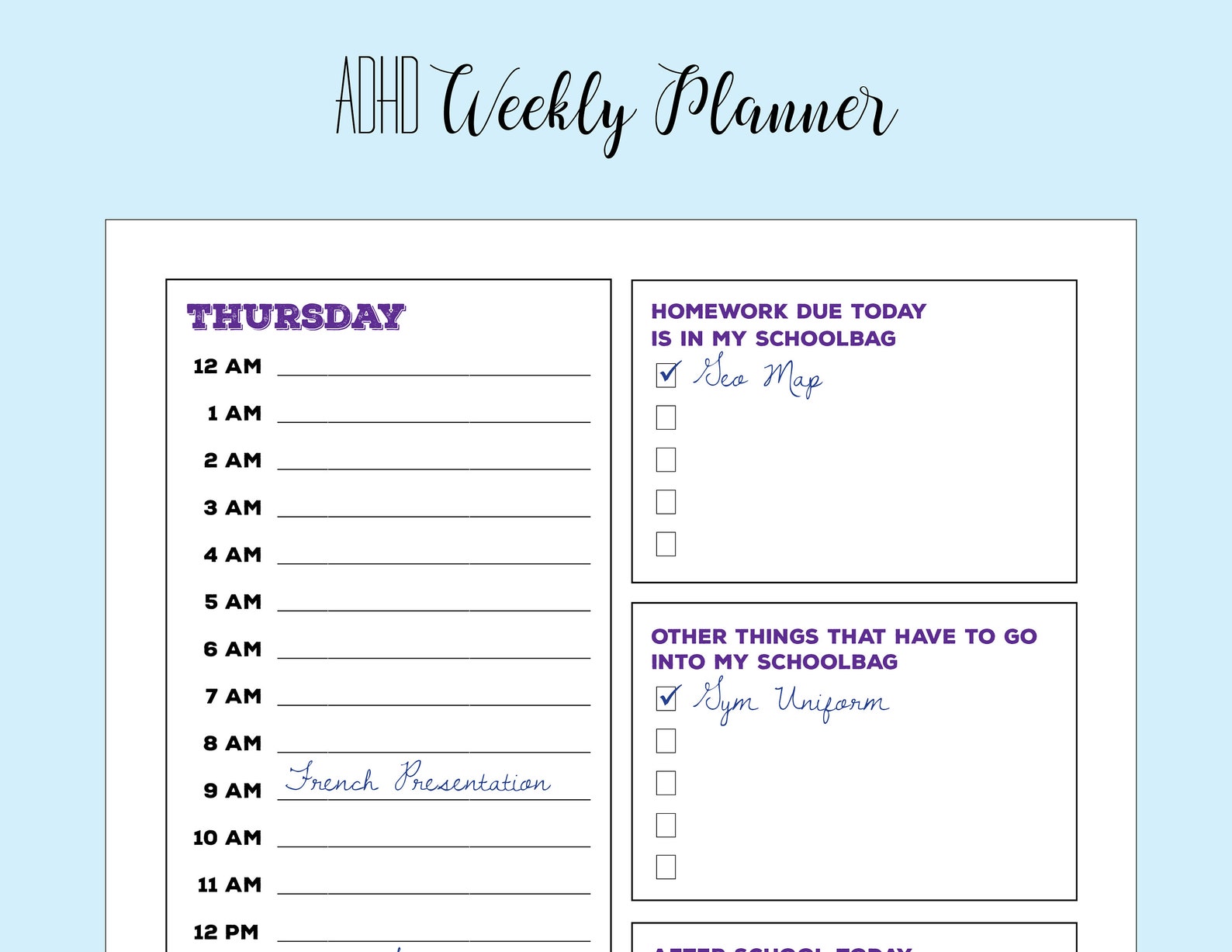 ADHD Weekly Planner Etsy