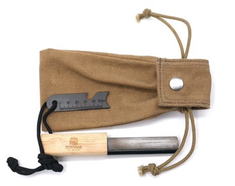 Ferro Rod Fire Starter, 100% Hardwood Oak Handle, Survival  Camping, Hunting,Waxed Canvas Bag Included