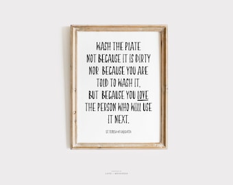 Was de plaat citaat - moeder Teresa citaat afdrukbare, St Teresa van Calcutta katholieke heilige kunst aan de muur, katholieke Home Decor, keuken Art Print