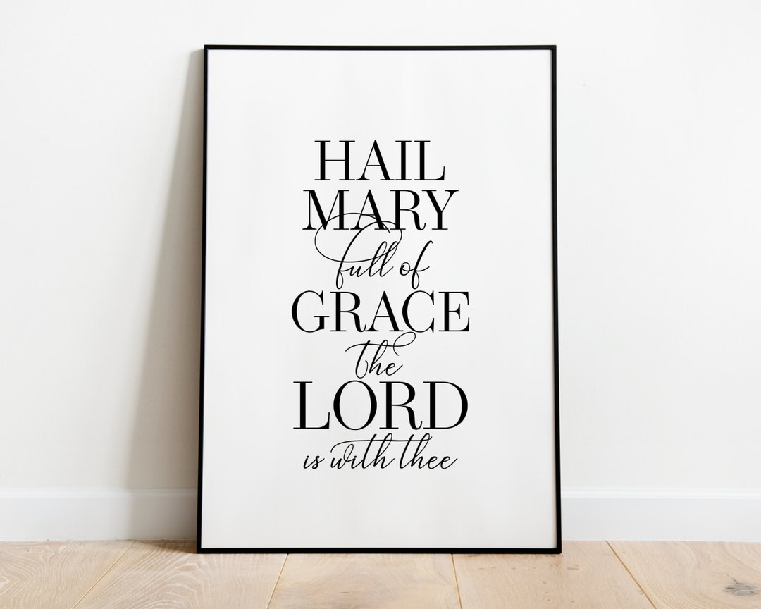 Hail Mary Prayer Printable Wall Art Catholic Home Decor, Hail Mary ...