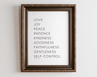 Fruits of the Spirit Scripture Wall Art -- Galatians 5:22-23 Bible Verse Printable