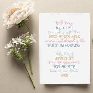 Hail Mary Printable Wall Art for Kids -- the Hail Mary Prayer, Catholic ...