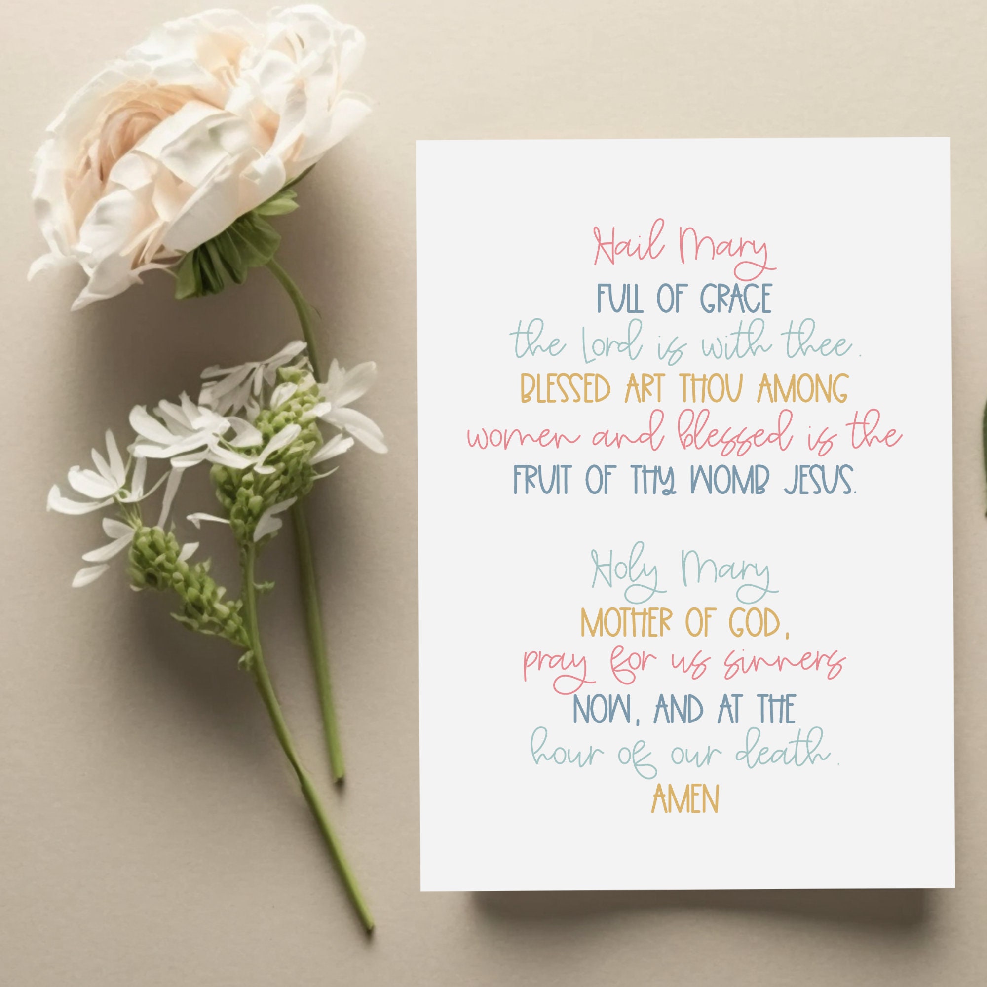 Hail Mary Prayer Print – Catholic Kids Wall Art (digital Download) - Etsy