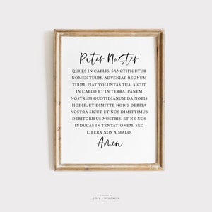 Pater Noster Printable -- The Lords Prayer Printable Art, Matthew 6:9-13, Pater Noster Latin Prayer, Catholic Prayer, Catholic Home Decor