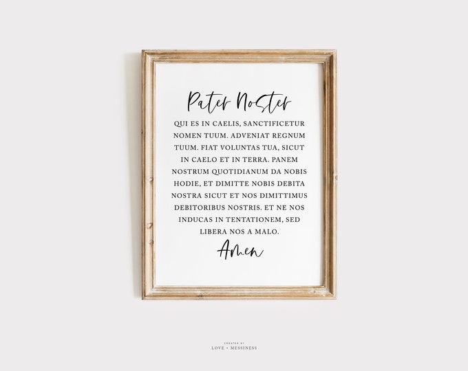 Pater Noster Print, the LORD'S Prayer Latin Quote Print in Black ...