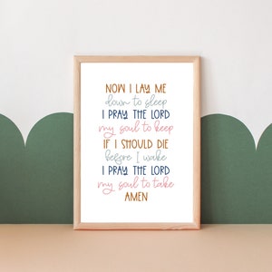 Bedtime Prayer Printable for Kids - Now I Lay Me Down to Sleep, Christian Kids Prayer, Catholic Prayers, Catholic Homeschool, Catholic Decor