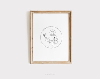 St. Francis of Assisi Line Art – Catholic Home Decor (Digital Download)