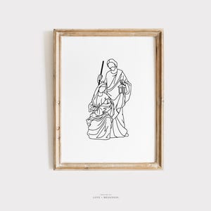 Holy Family Printable Wall Art - Mary, Joseph & Jesus Print, Minimal Catholic Art, Catholic Home Decor, Catholic Printable, Instant Download
