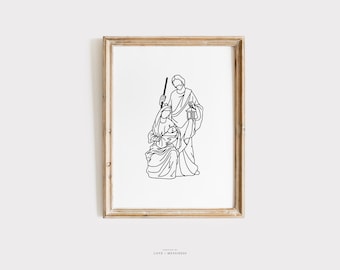 Holy Family Printable Wall Art - Mary, Joseph & Jesus Print, Minimal Catholic Art, Catholic Home Decor, Catholic Printable, Instant Download