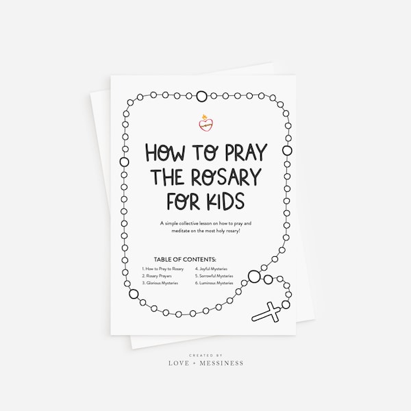 How To Pray the Rosary Catholic Kids Printable Prayer Packet - Beginner Rosary Lesson for Kids, Printable PDF, Catholic School, Homeschool