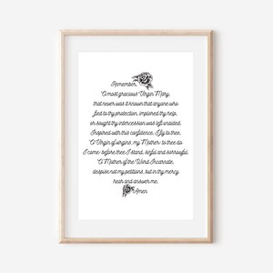 Memorare Prayer Printable -- Catholic Prayer, Blessed Virgin Mary Prayer,  Catholic Prayer Print, Digital Prayer Print, Virgin Mary Prayer