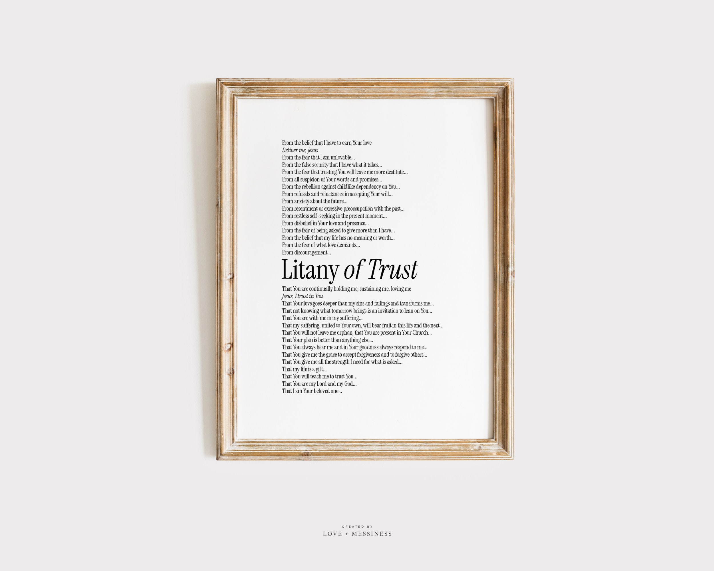 Litany of Trust Prayer Printable Trust Prayer Print, Deliver Me Jesus