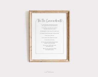 The 10 Commandments Printable Wall Art - Christian Wall Print, Catholic Wall Art, Ten Commandments Scripture Print, Catholic Printable