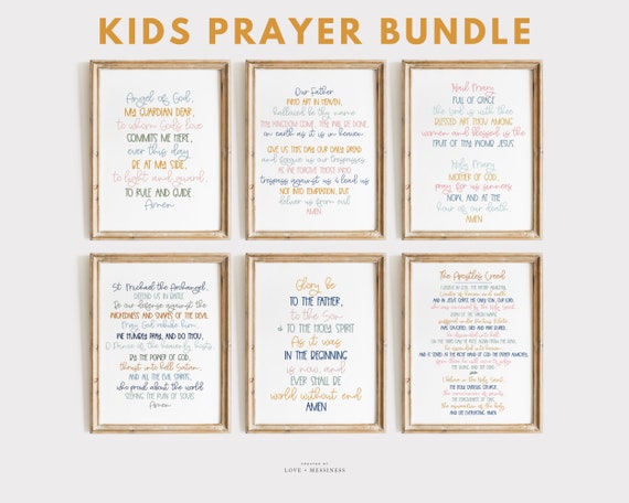 Catholic Kids Prayer BUNDLE - Catholic Homeschool Wall Art (Digital Download)