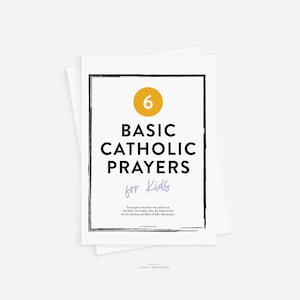 Prières imprimables pour enfants - lot de 6 prières catholiques, paquet de prières imprimables pour enfants, impression de prière de Je vous salue Marie pour enfants, prières catholiques pour enfants