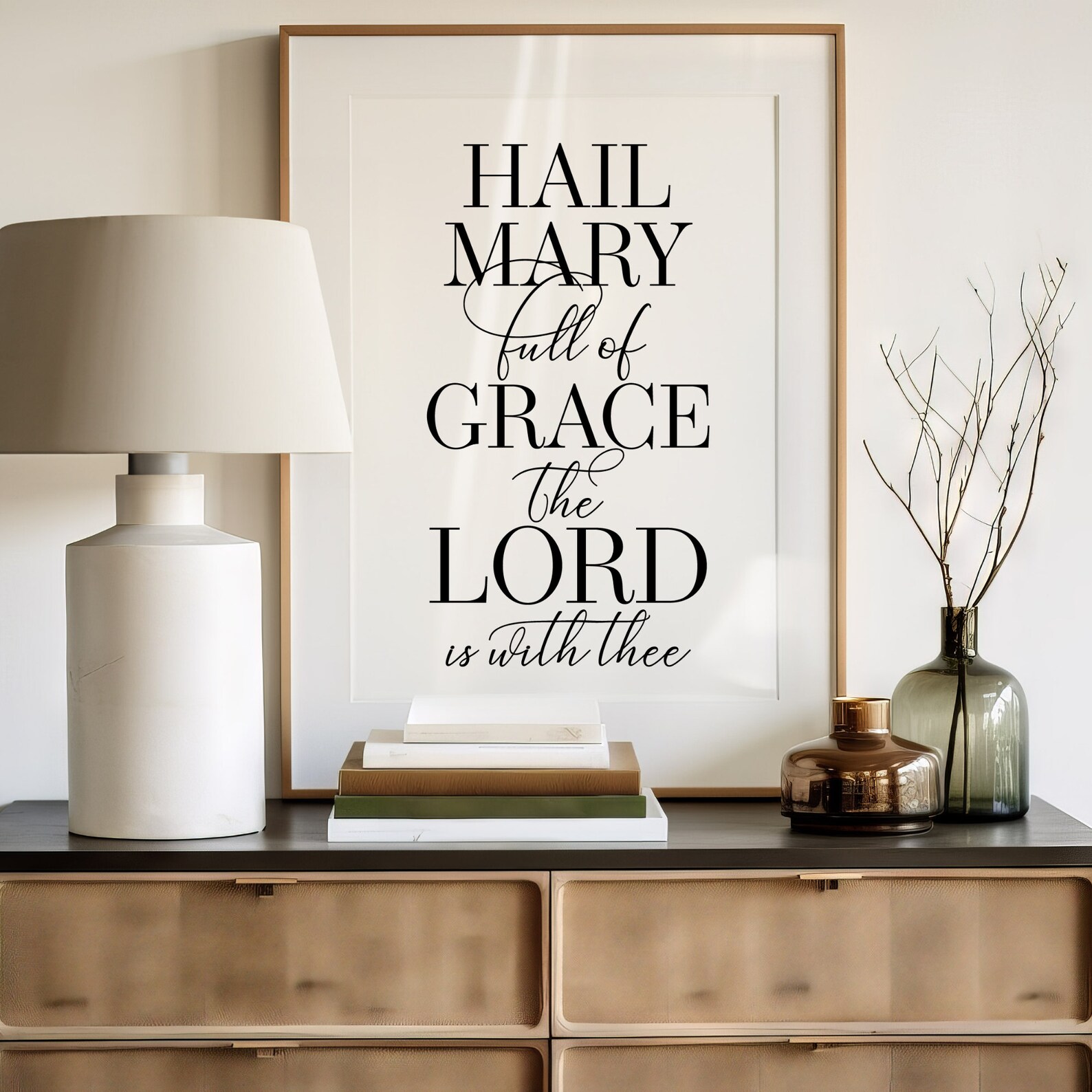 Hail Mary Prayer Printable Wall Art -- Catholic Home Decor, Hail Mary ...