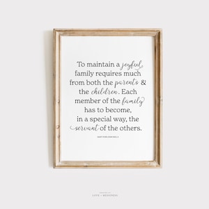 Pope John Paul II Quote Printable Wall Art- Family Quote Print, Catholic Saint Quote Printable, Christian Wall Art, Parenting Quote
