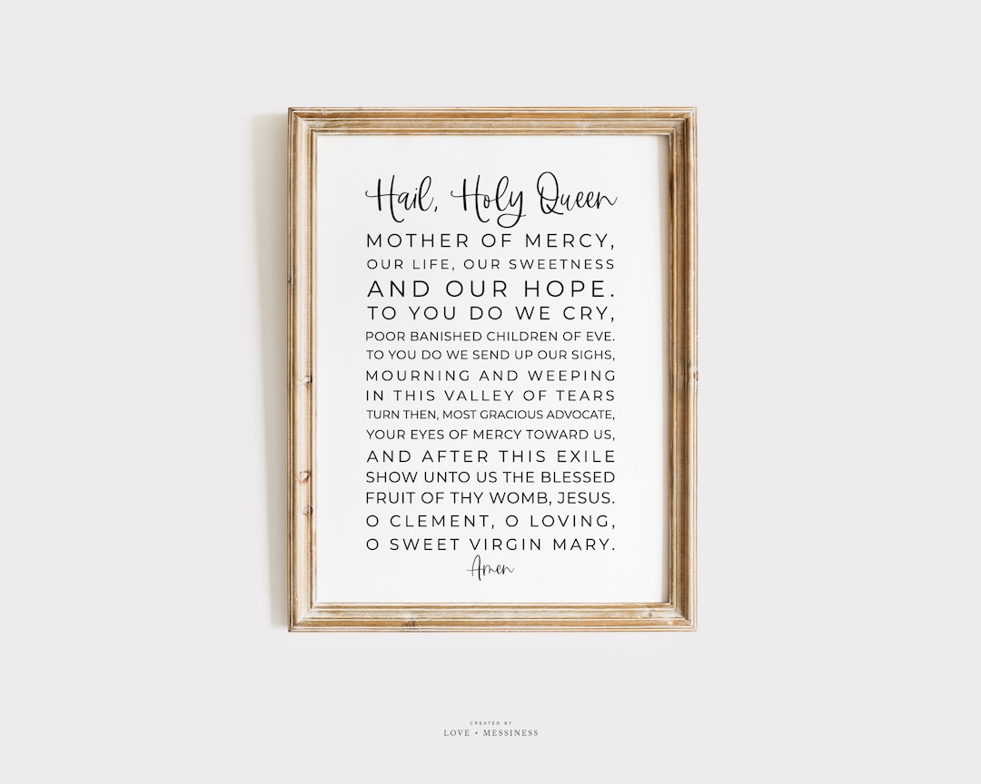 Hail Holy Queen Prayer Print – Catholic Home Decor (digital Download ...